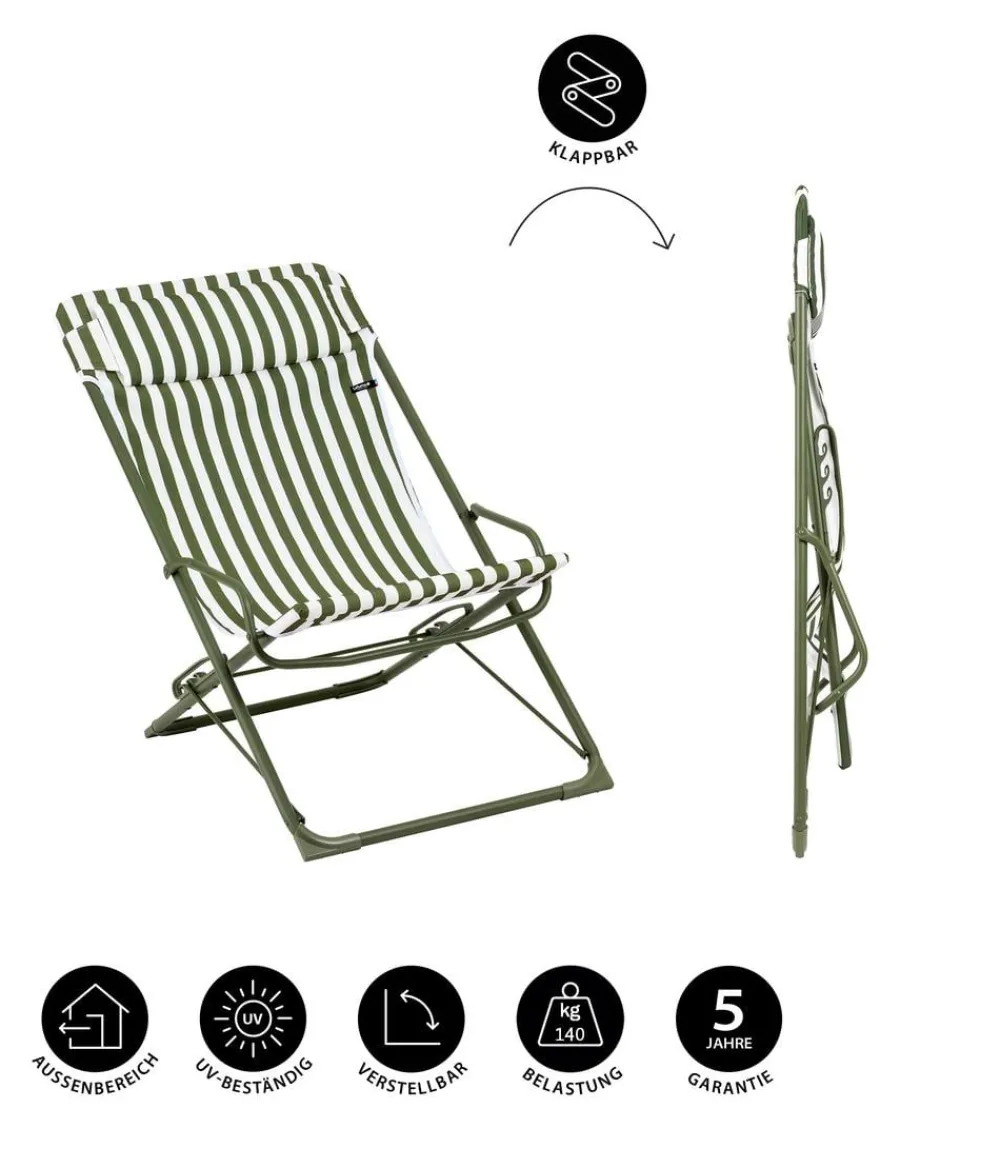Lafuma Klappstühle > Liegestuhl Transaswing gestreift, ca. B60/H70-91/T83-100 cm
