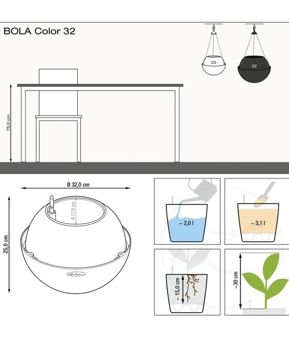 LECHUZA® BOLA Color, All-in-One Set Weiß Discount