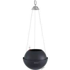 LECHUZA® Lechuza Pflanzgefäße & Töpfe|Blumenampeln & -Schalen - BOLA Color, All-in-One Set Dunkelgrau
