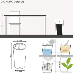 LECHUZA® CILINDRO Color, All-in-One Set Hellbraun Best
