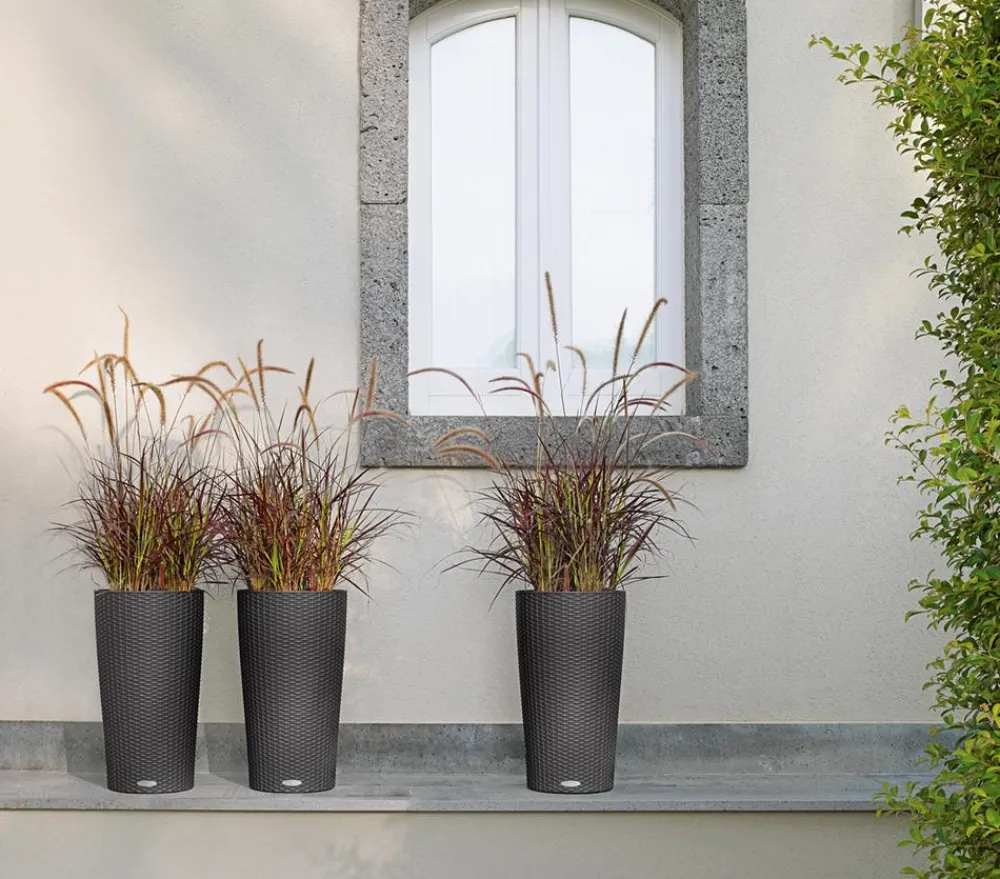 LECHUZA® Lechuza Pflanzgefäße & Töpfe|Blumentöpfe & Übertöpfe - Cilindro Cottage Pflanzgefäß, rund Dunkelgrau