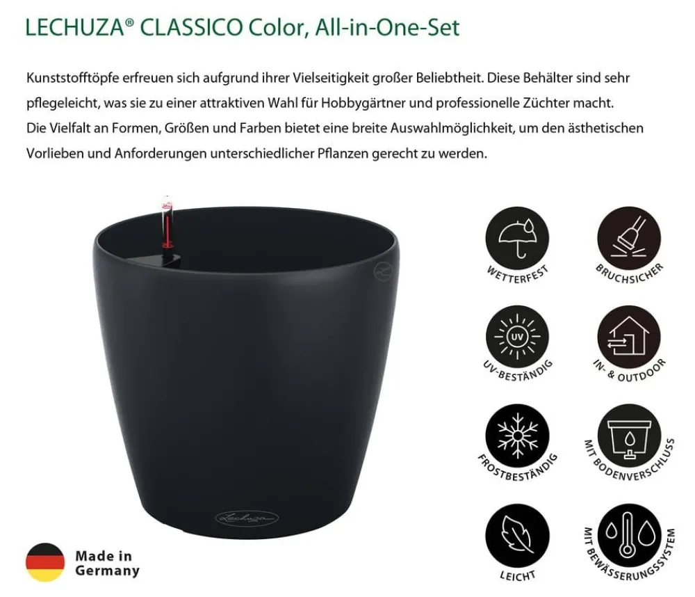 LECHUZA® CLASSICO Color, All-in-One-Set Dunkelgrau Best