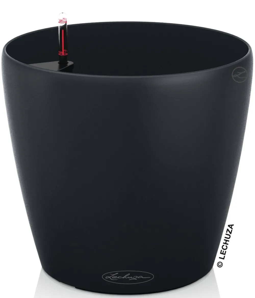 LECHUZA® Lechuza Pflanzgefäße & Töpfe|Blumentöpfe & Übertöpfe - CLASSICO Color, All-in-One-Set Dunkelgrau