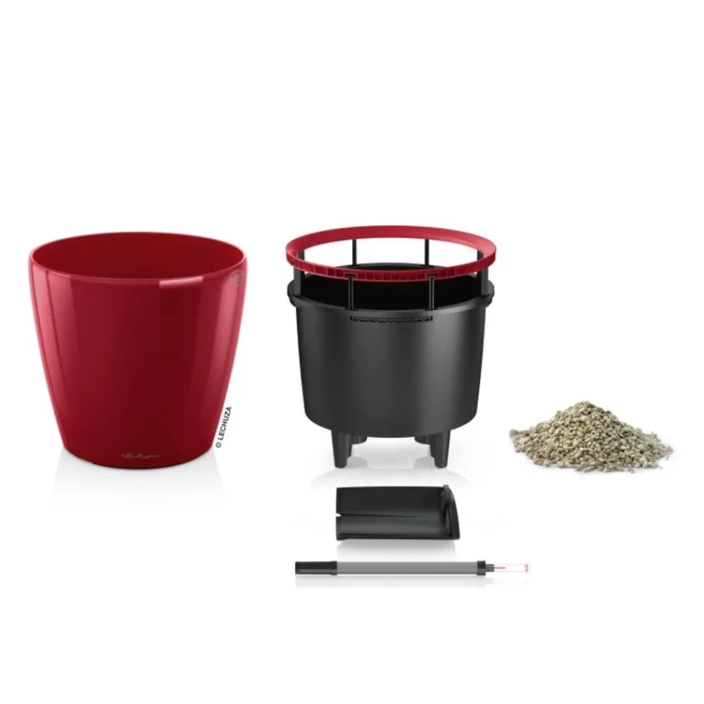 LECHUZA® CLASSICO LS, All-in-One-Set Dunkelrot