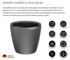 LECHUZA® Lechuza Pflanzgefäße & Töpfe|Lechuza Tischgefäße - CLASSICO LS, All-in-One-Set Dunkelgrau