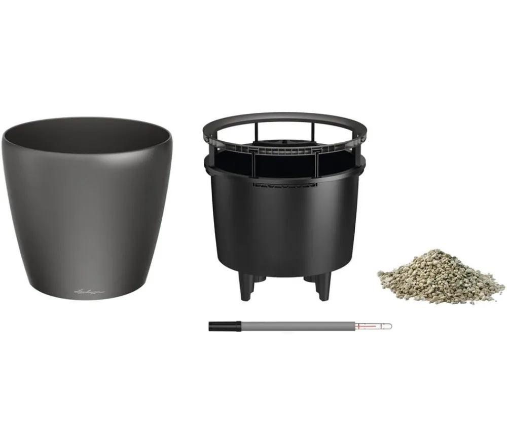 LECHUZA® Lechuza Pflanzgefäße & Töpfe|Lechuza Tischgefäße - CLASSICO LS, All-in-One-Set Dunkelgrau