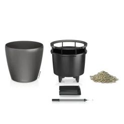 LECHUZA® Lechuza Pflanzgefäße & Töpfe|Lechuza Tischgefäße - CLASSICO LS, All-in-One-Set Dunkelgrau
