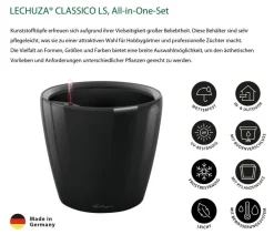 LECHUZA® Lechuza Pflanzgefäße & Töpfe|Lechuza Tischgefäße - CLASSICO LS, All-in-One-Set Schwarz