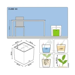 LECHUZA® CUBE, All-in-One Set Dunkelrot Best