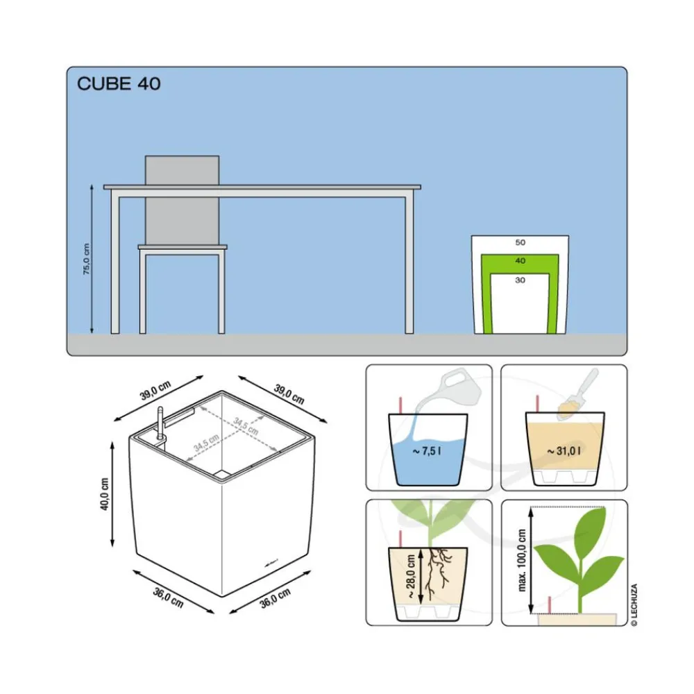 LECHUZA® CUBE, All-in-One Set Silber Online