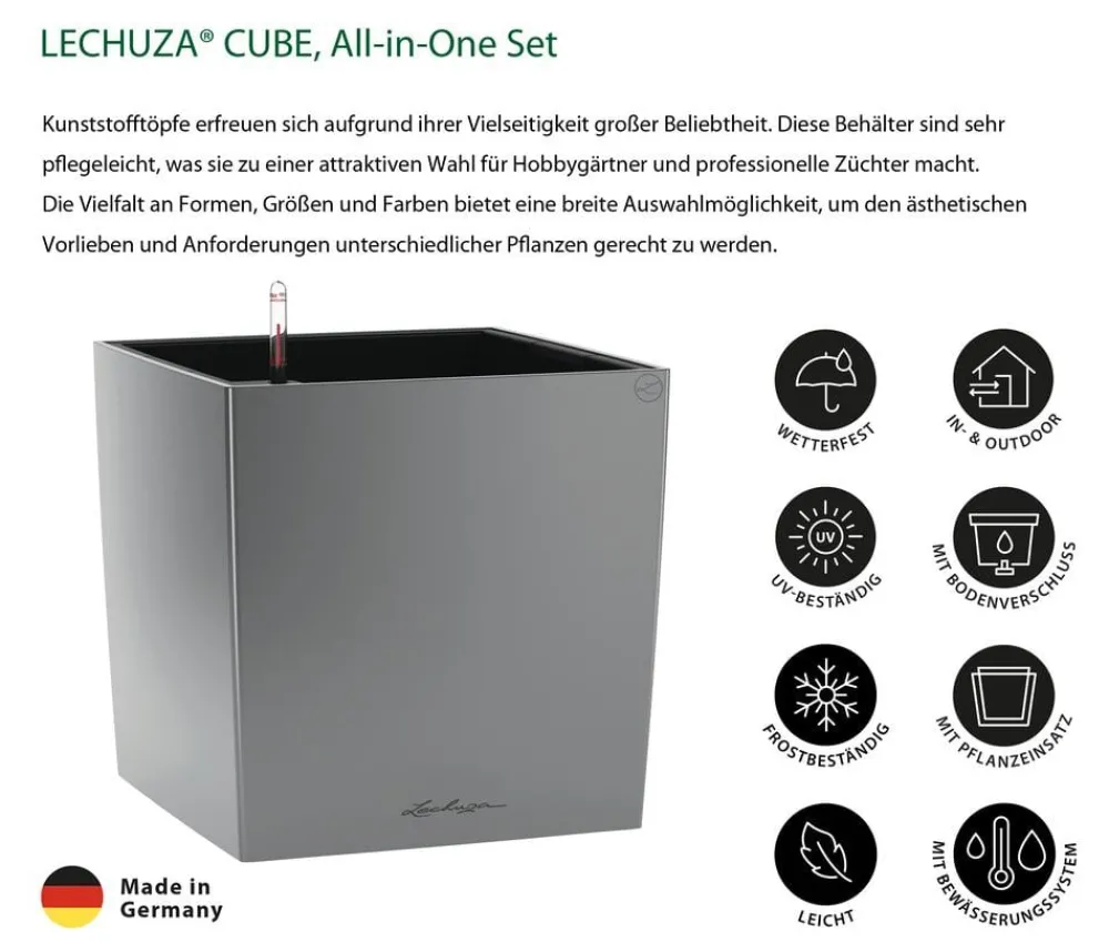 LECHUZA® CUBE, All-in-One Set Silber Online