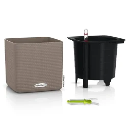 LECHUZA® Lechuza Tischgefäße|Lechuza Pflanzgefäße & Töpfe - CUBE Color, All-in-One Set Hellbraun