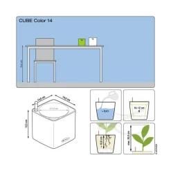 LECHUZA® Lechuza Tischgefäße|Lechuza Pflanzgefäße & Töpfe - CUBE Color, All-in-One Set Lemon