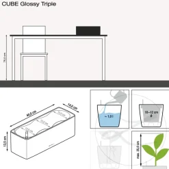 LECHUZA® CUBE Glossy Triple, All-in-One Set, 40 cm Weiß Online