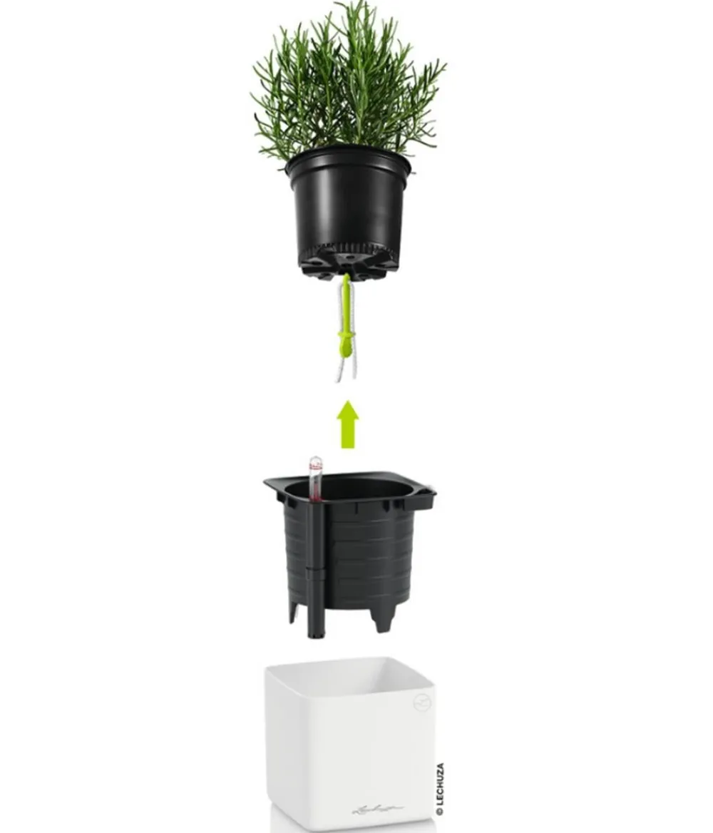 LECHUZA® Lechuza Tischgefäße|Lechuza Pflanzgefäße & Töpfe > CUBE Premium, All-in-One Set, matt