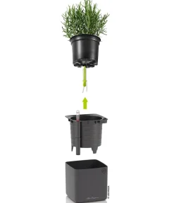 LECHUZA® CUBE Premium, All-in-One Set, matt Dunkelgrau Clearance