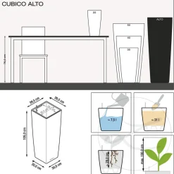 LECHUZA® Lechuza Pflanzgefäße & Töpfe > CUBICO ALTO, All-in-One-Set, ca. B40/H105/T40 cm