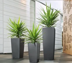 LECHUZA® Lechuza Pflanzgefäße & Töpfe - CUBICO ALTO, All-in-One-Set, ca. B40/H105/T40 cm Dunkelgrau