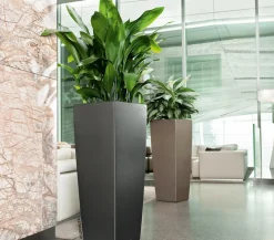 LECHUZA® Lechuza Pflanzgefäße & Töpfe - CUBICO ALTO, All-in-One-Set, ca. B40/H105/T40 cm Dunkelgrau