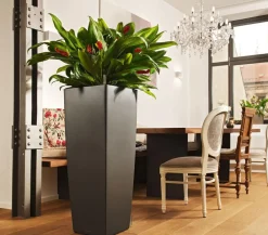 LECHUZA® Lechuza Pflanzgefäße & Töpfe - CUBICO ALTO, All-in-One-Set, ca. B40/H105/T40 cm Dunkelgrau