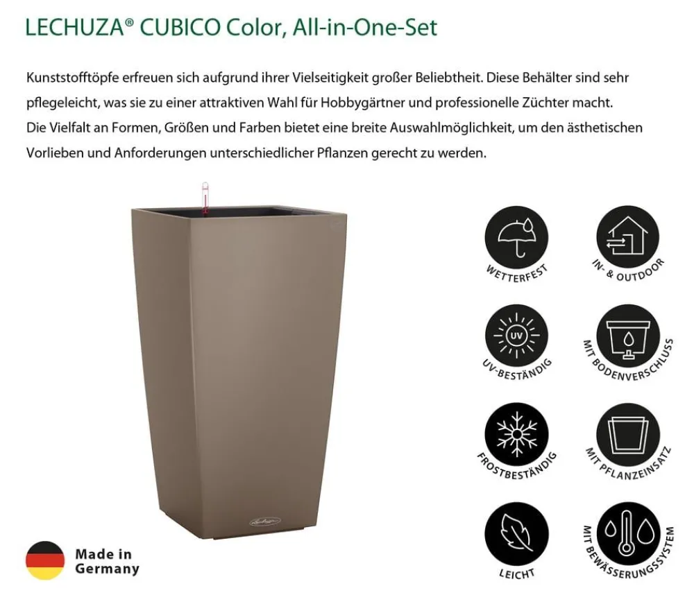LECHUZA® Lechuza Pflanzgefäße & Töpfe|Blumentöpfe & Übertöpfe > CUBICO Color, All-in-One-Set