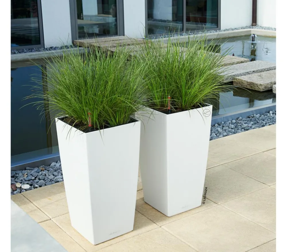 LECHUZA® Lechuza Pflanzgefäße & Töpfe|Blumentöpfe & Übertöpfe - CUBICO Color, All-in-One-Set Weiß