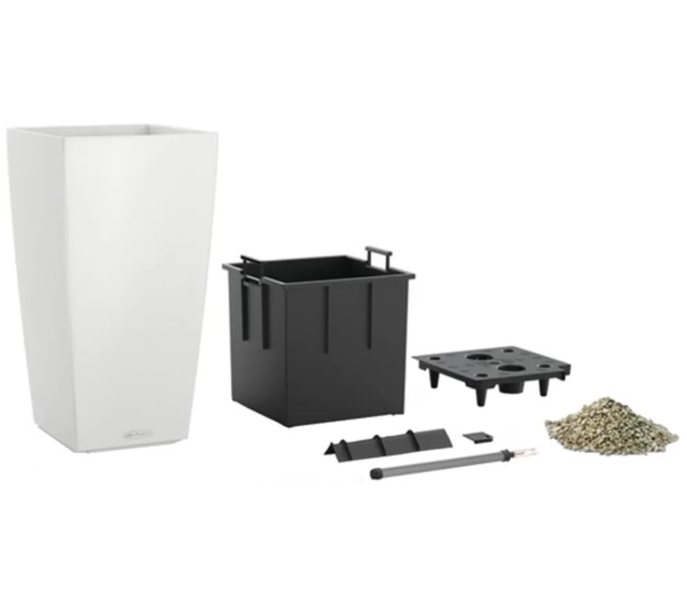 LECHUZA® Lechuza Pflanzgefäße & Töpfe|Blumentöpfe & Übertöpfe - CUBICO Color, All-in-One-Set Weiß