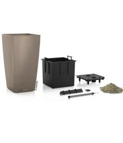 LECHUZA® Lechuza Pflanzgefäße & Töpfe|Blumentöpfe & Übertöpfe - CUBICO Color, All-in-One-Set Hellbraun