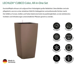 LECHUZA® Lechuza Pflanzgefäße & Töpfe|Blumentöpfe & Übertöpfe - CUBICO Color, All-in-One-Set Braun