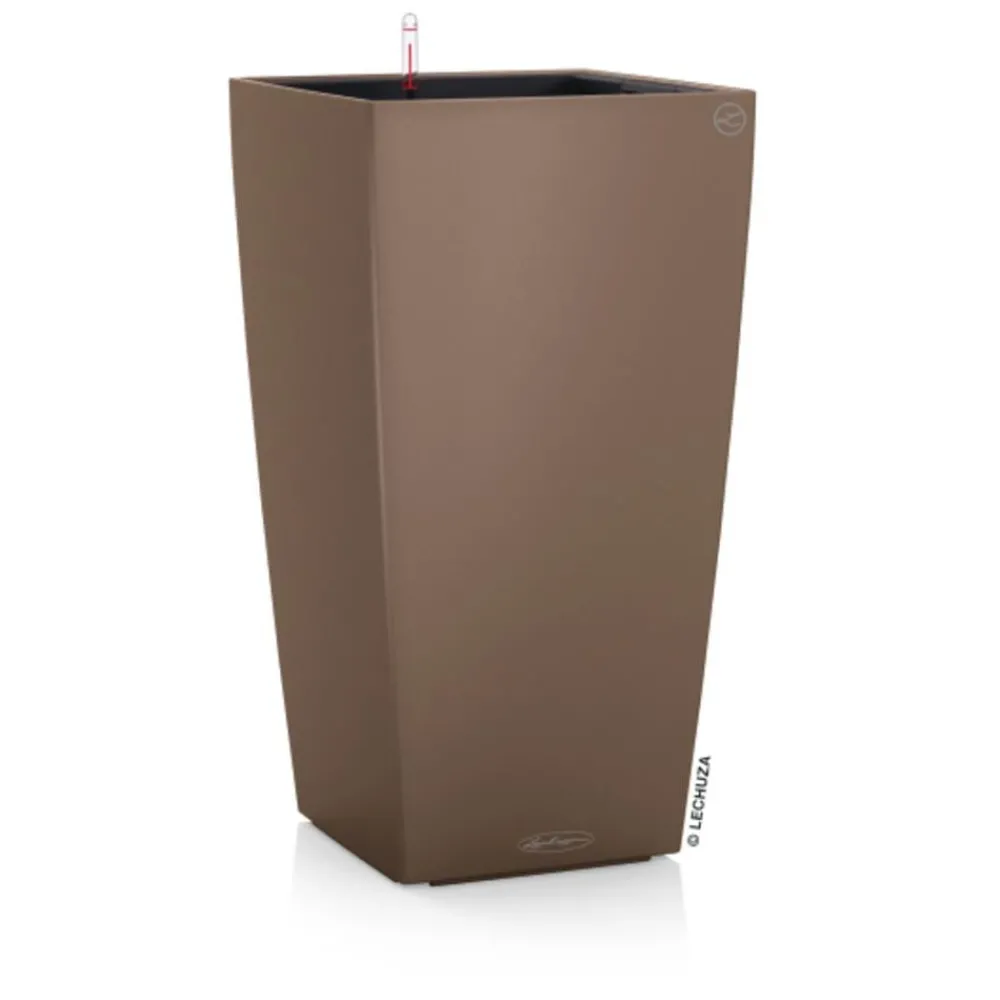 LECHUZA® Lechuza Pflanzgefäße & Töpfe|Blumentöpfe & Übertöpfe - CUBICO Color, All-in-One-Set Braun
