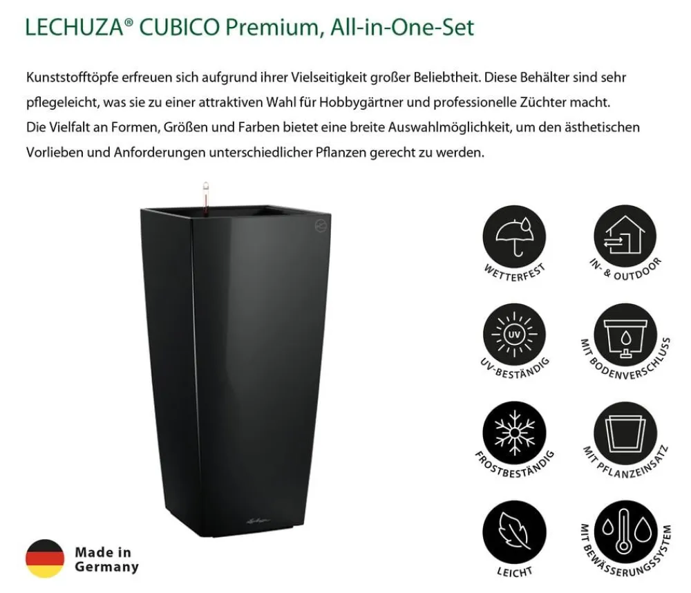 LECHUZA® Lechuza Pflanzgefäße & Töpfe|Blumentöpfe & Übertöpfe > CUBICO Premium, All-in-One-Set