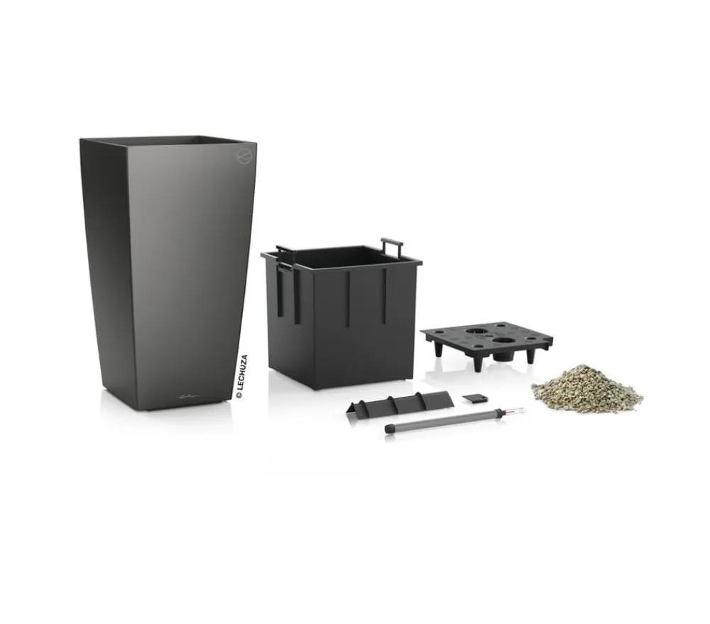 LECHUZA® CUBICO Premium, All-in-One-Set Dunkelgrau Clearance