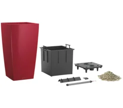 LECHUZA® CUBICO Premium, All-in-One-Set Dunkelrot Best