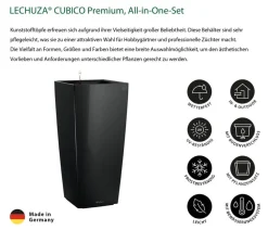 LECHUZA® CUBICO Premium, All-in-One-Set Schwarz Hot