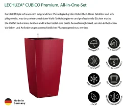 LECHUZA® CUBICO Premium, All-in-One-Set Dunkelrot Clearance