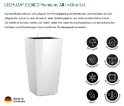 LECHUZA® Lechuza Pflanzgefäße & Töpfe|Blumentöpfe & Übertöpfe - CUBICO Premium, All-in-One-Set Weiß