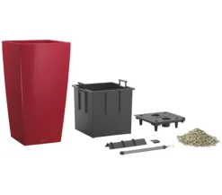 LECHUZA® Lechuza Pflanzgefäße & Töpfe|Blumentöpfe & Übertöpfe - CUBICO Premium, All-in-One-Set Dunkelrot