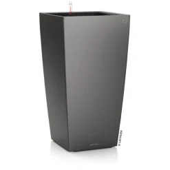 LECHUZA® Lechuza Pflanzgefäße & Töpfe|Blumentöpfe & Übertöpfe - CUBICO Premium, All-in-One-Set Dunkelgrau