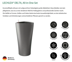 LECHUZA® DELTA, All-in-One-Set Dunkelgrau New