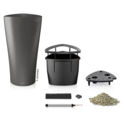 LECHUZA® DELTA, All-in-One-Set Dunkelgrau