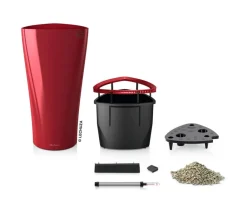 LECHUZA® Lechuza Pflanzgefäße & Töpfe|Blumentöpfe & Übertöpfe - DELTA, All-in-One-Set Dunkelrot