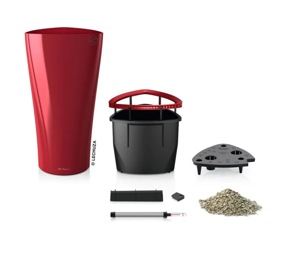 LECHUZA® Lechuza Pflanzgefäße & Töpfe|Blumentöpfe & Übertöpfe - DELTA, All-in-One-Set Dunkelrot