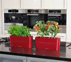LECHUZA® Lechuza Pflanzgefäße & Töpfe|Pflanzkübel & Blumenkästen - DELTA, All-in-One-Set, hochglanz Rot