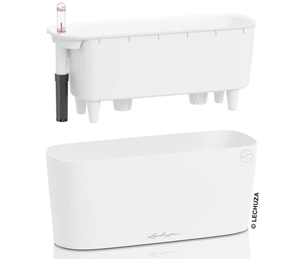 LECHUZA® Lechuza Tischgefäße|Lechuza Pflanzgefäße & Töpfe - DELTA, All-in-One-Set, matt Weiß