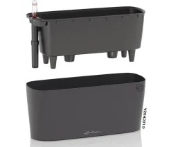 LECHUZA® Lechuza Tischgefäße|Lechuza Pflanzgefäße & Töpfe - DELTA, All-in-One-Set, matt Dunkelgrau