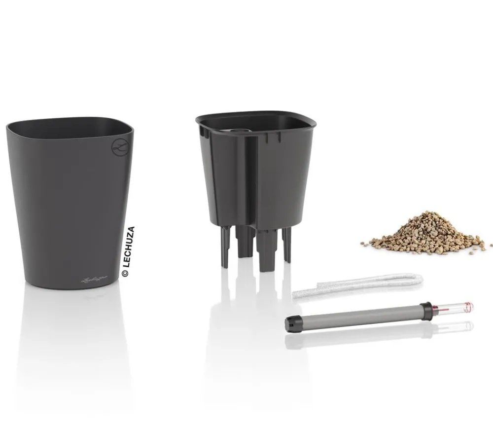 LECHUZA® DELTINI, All-in-One-Set, matt Dunkelgrau Hot