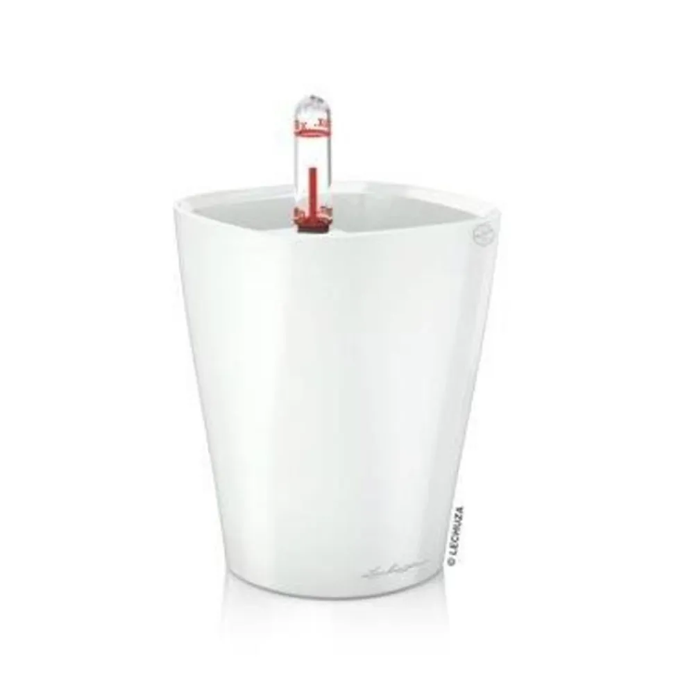 LECHUZA® Lechuza Tischgefäße|Lechuza Pflanzgefäße & Töpfe - DELTINI, All-in-One-Set, hochglanz Weiß
