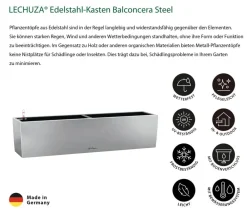 LECHUZA® Pflanzkübel & Blumenkästen|Lechuza Pflanzgefäße & Töpfe - Edelstahl-Kasten Balconcera Steel, rechteckig Hellgrau