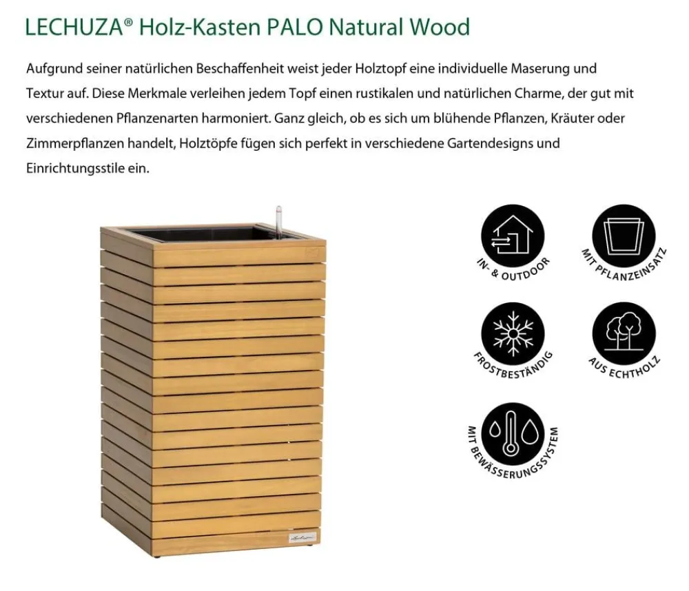 LECHUZA® Lechuza Pflanzgefäße & Töpfe|Blumentöpfe & Übertöpfe > Holz-Kasten PALO Natural Wood 45, quadratisch