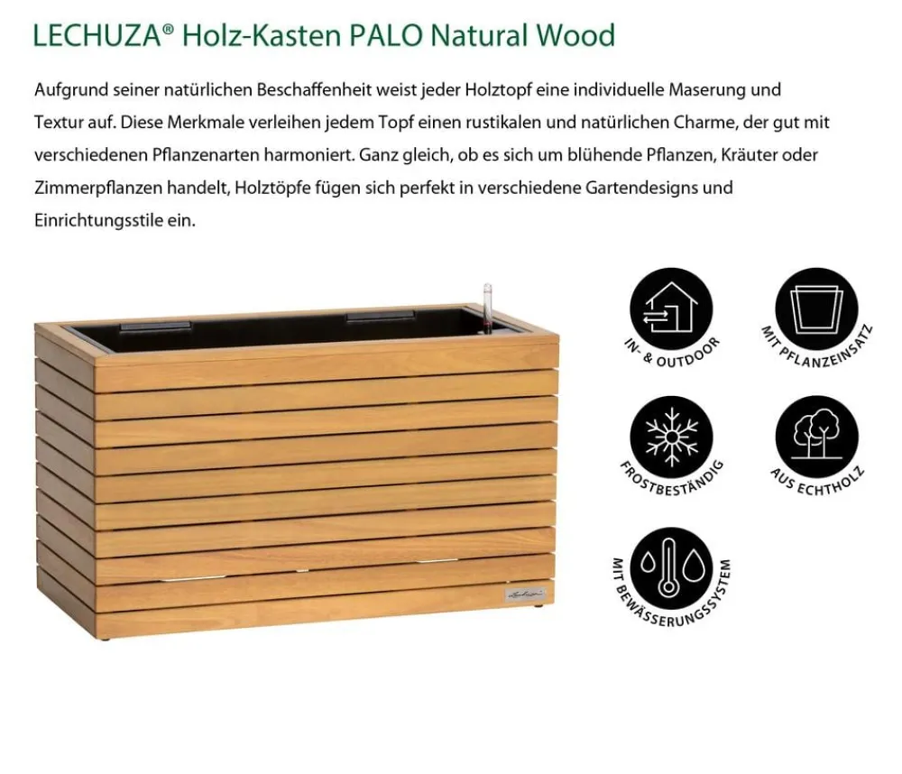 LECHUZA® Lechuza Pflanzgefäße & Töpfe|Blumentöpfe & Übertöpfe > Holz-Kasten PALO Natural Wood 80, rechteckig
